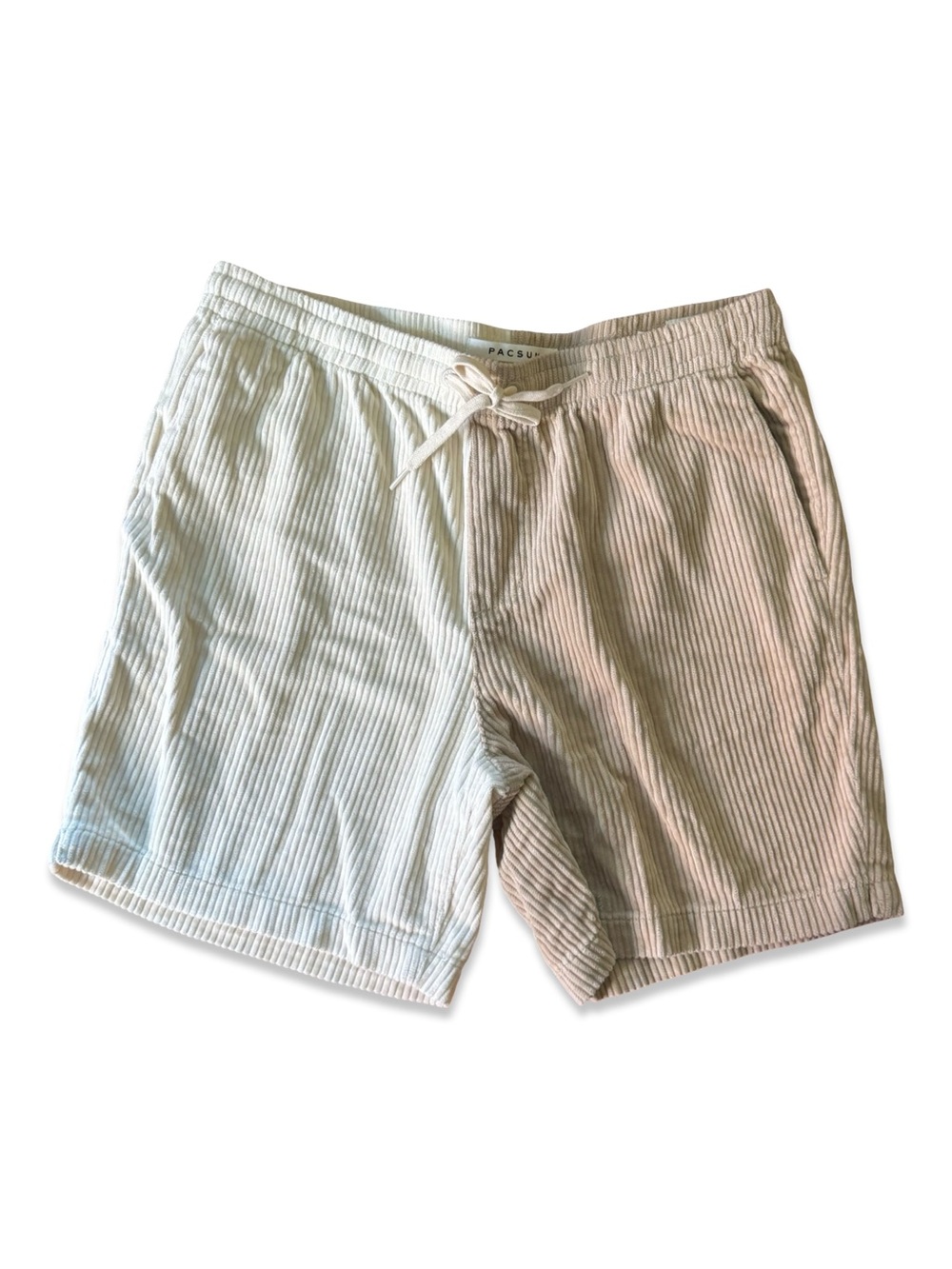 PacSun Men's Colorblock Cream/Tan Corduroy Shorts | Excellent condition